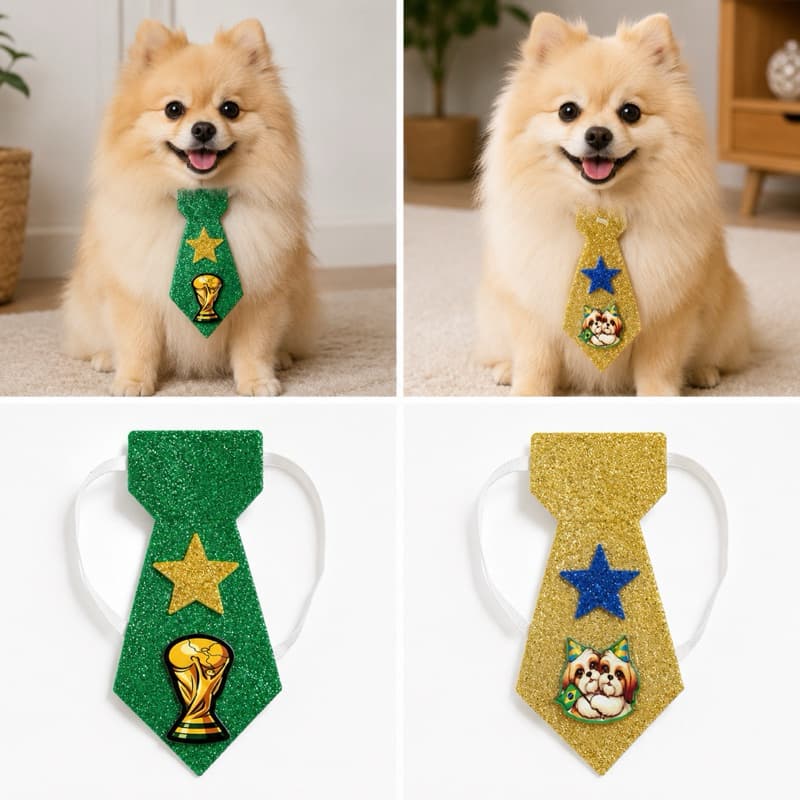 Kit de 2 Gravatinhas Pet Copa do Mundo Brasil