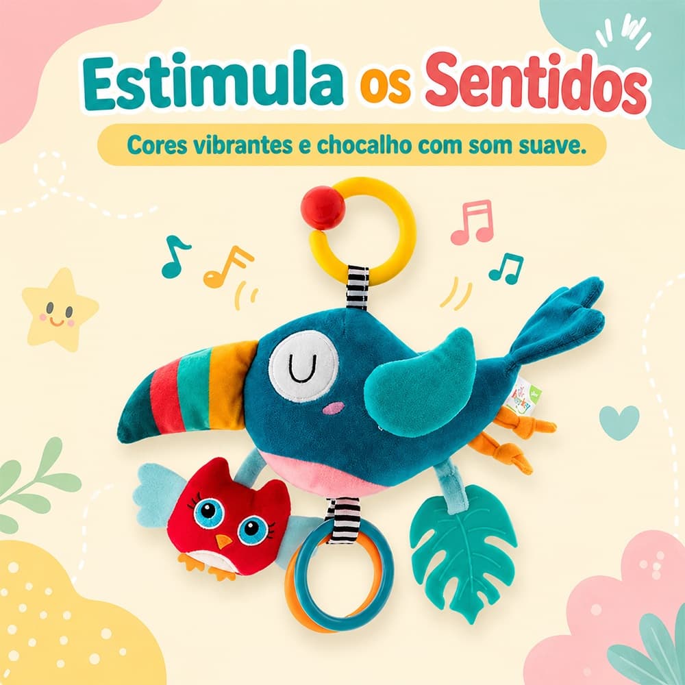 Pelúcia Bebê Móbile Com Chocalho E Mordedor Berço Carrinho