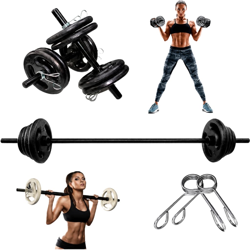 Kit Pump Completo Barra Oca 120cm Barra Oca 40cm 20kg Anilhas Emborrachadas Musculação Academia