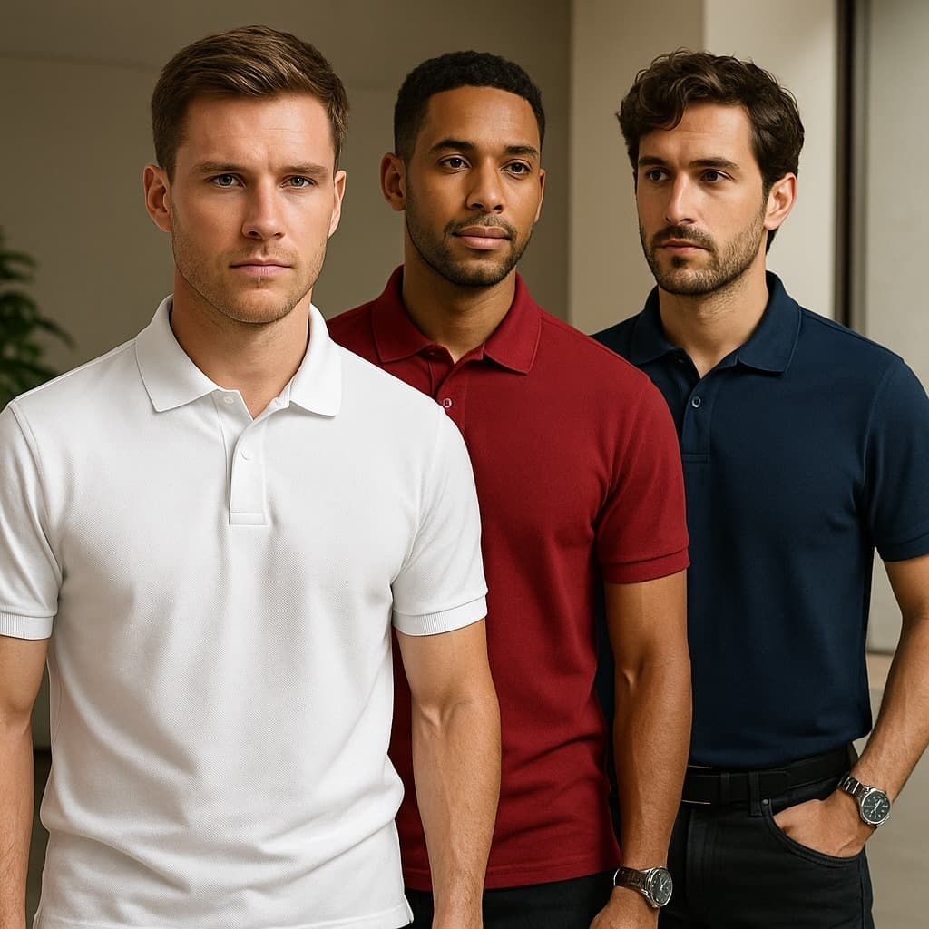 Kit 3 Camisas Polo Masculina Piquet Manga Curta Gola Botão Casual