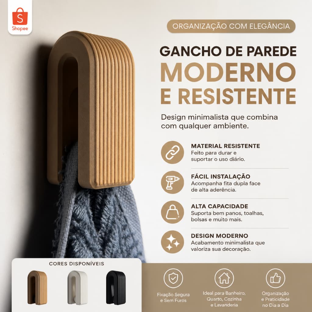 Suporte para toalha por gravidade