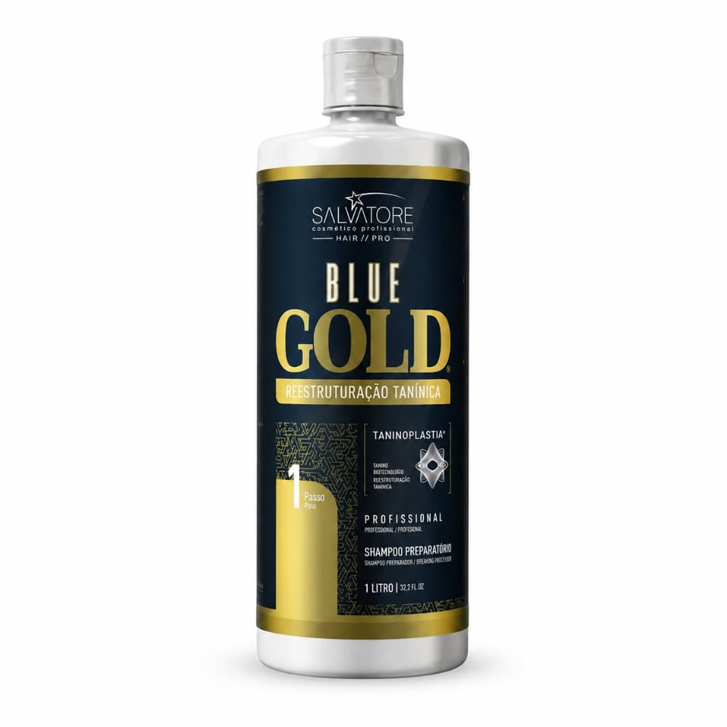 Shampoo Preparatório Blue Gold Salvatore Restauração Taninica Passo 1 Profissional Original 1 Litro