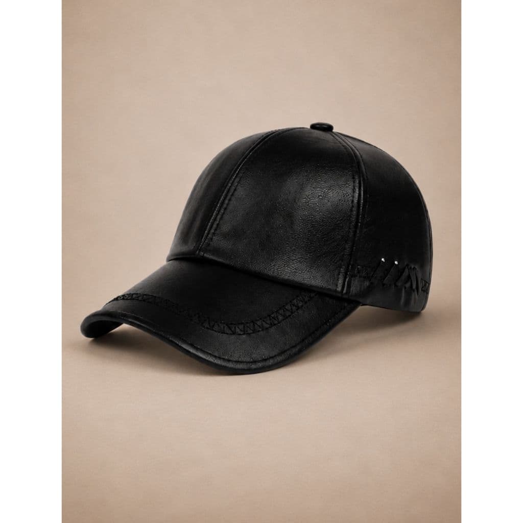 Boné Masculino Feminino Preto Couro PU Premium Aba Curva Baseball