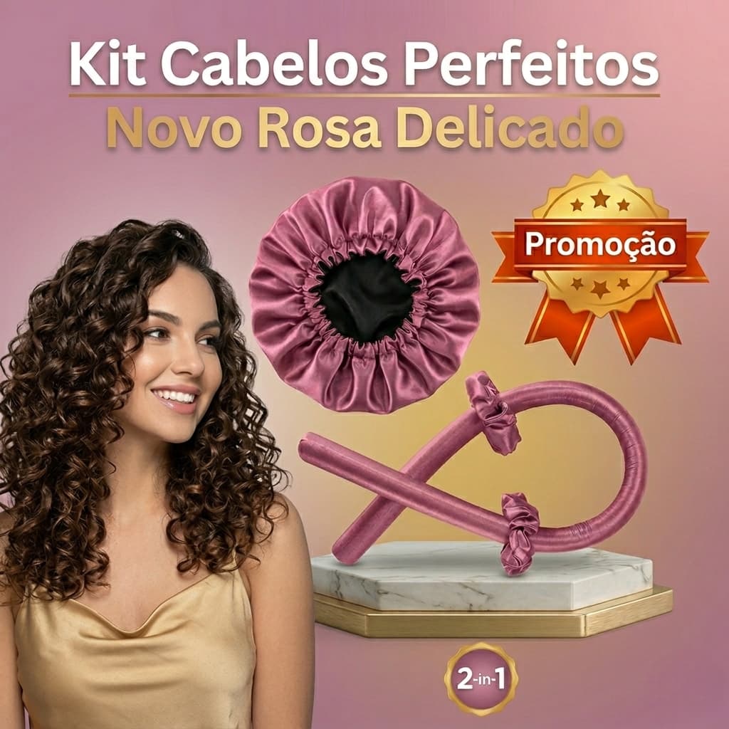 Kit Modelador de Cachos + Touca de Cetim Dupla Face Ajustável Especial Cabelos Perfeitos