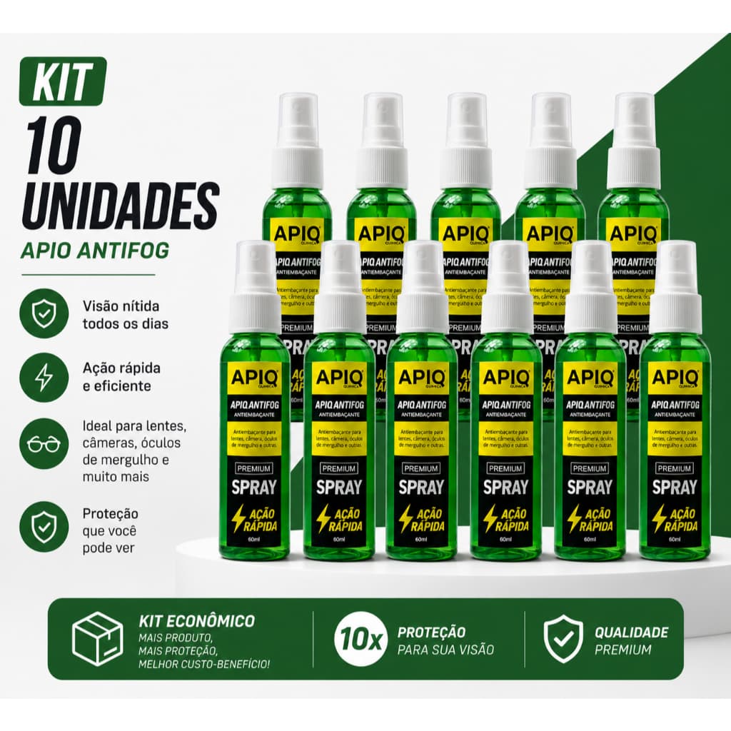 Kit 10 Anti Embaçante Antifog 60ml Óculos Natação Mergulho Mascaras