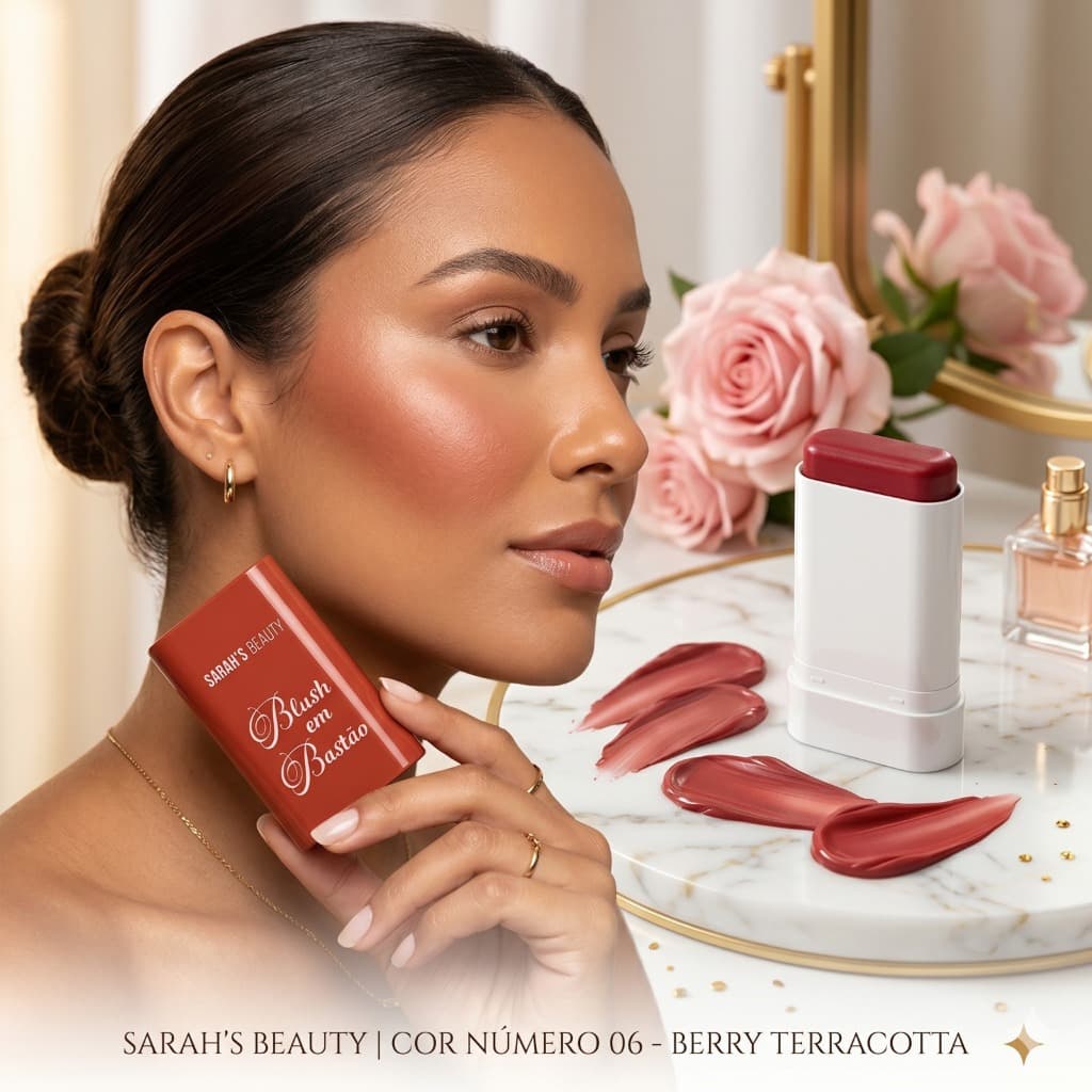 Blush Stick Sarah's Beauty Cremoso Alta Pigmentação 6 Cores Envio Rápido Promoção