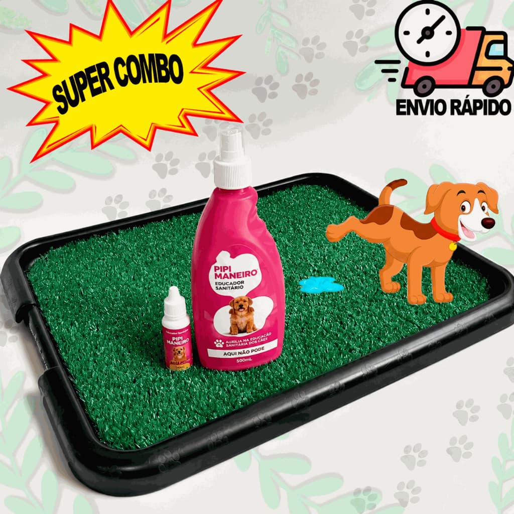Sanitário Pra Cachorros Grama Sintética Tapete Higiênico + Xixi Sim Não