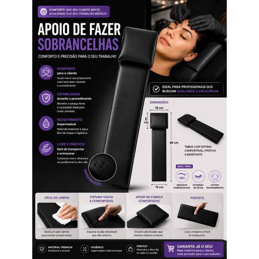 Tabua Prancha Encosto para Design de Sobrancelha profissional