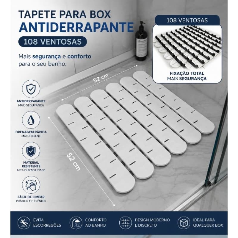Tapete Antiderrapante Ventosas para banheiro box seguro jacuzzi