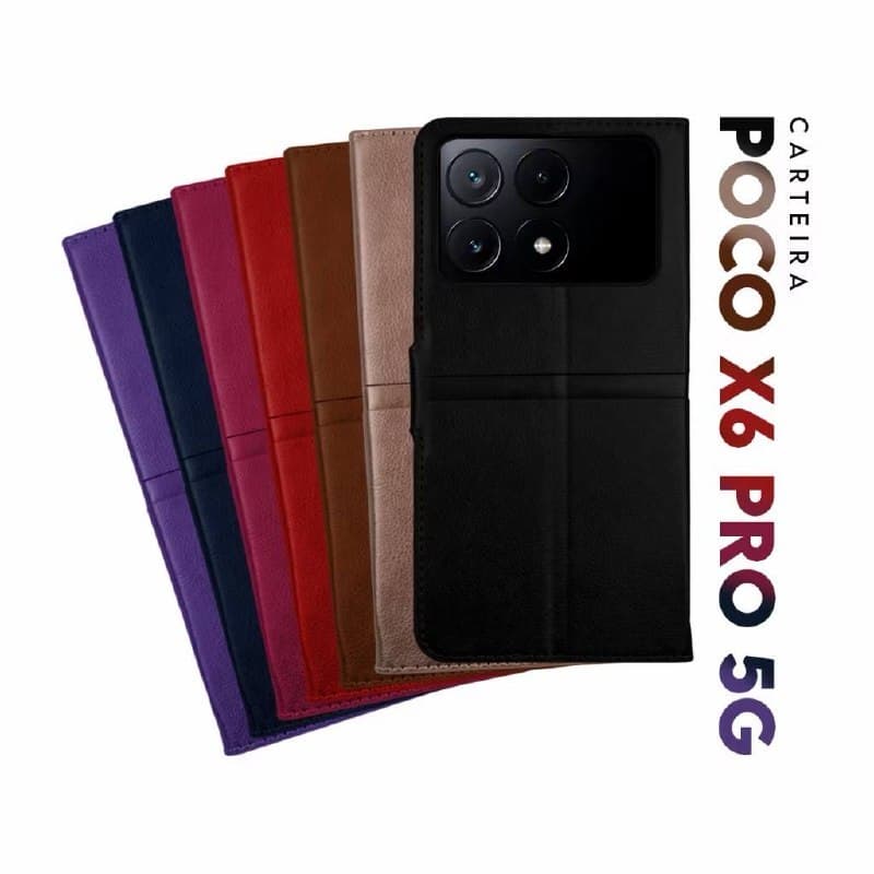 Capa Case Capinha Carteira Flip Cover Couro Sintético Cores POCO X6 PRO 5G