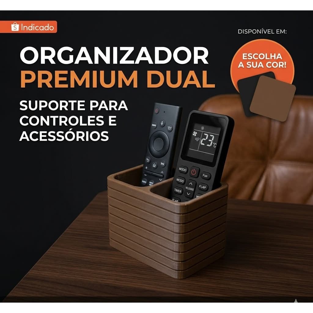 Porta Controle Remoto Canelado Com 2 Divisórias