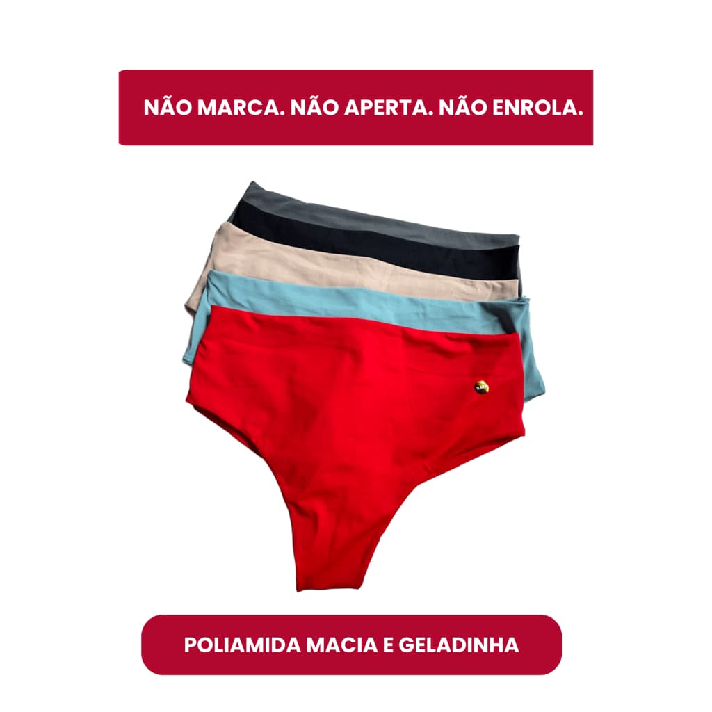 Calcinha Tanga Sem Costura Cós Alto Não Marca Modeladora Conforto Total
