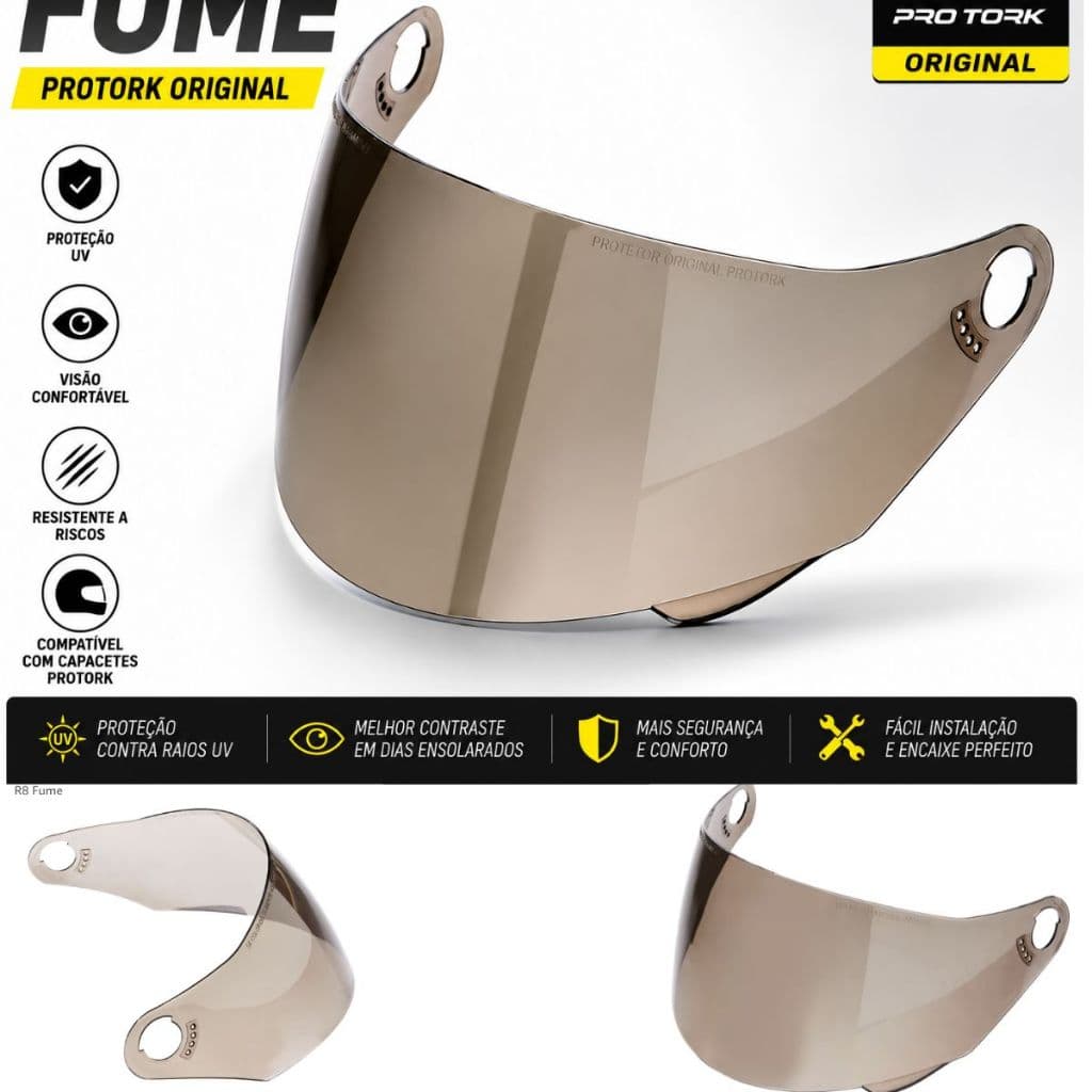viseira capacete Pro Tork Modelo R8 Fabricada em policarbonato
