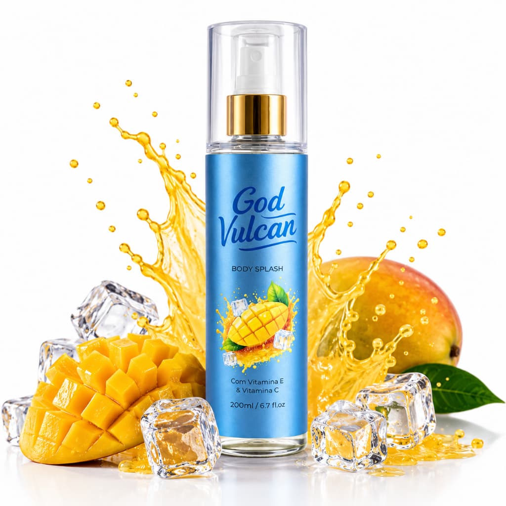 Body Splash Manga God Vulcan 200ml Refrescante Unissex Sensação Pós-Banho Com Vitaminas E e C