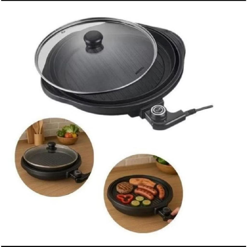 Grill Eletrico Redondo 1200W 127V Ou 220V Versátil Moderna Termostato Ajustável