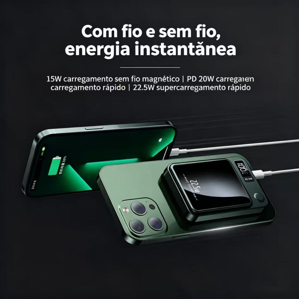 Power Bank 10000mAh com Carregador por Indução MagSafe para iPhone -A7