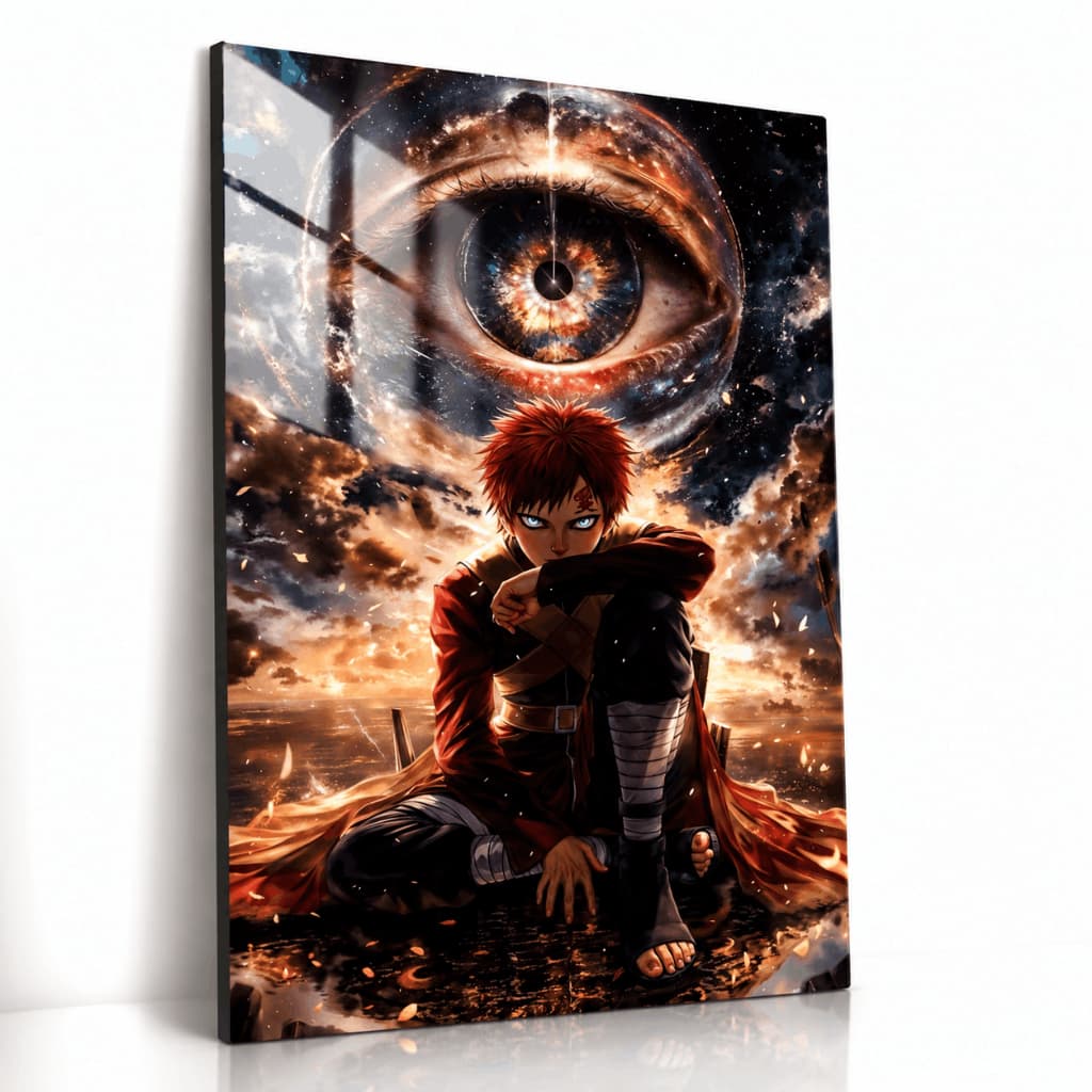 Quadro Decorativo Gaara Naruto Anime MDF Olho Cósmico para Quarto Gamer Otaku Parede Geek
