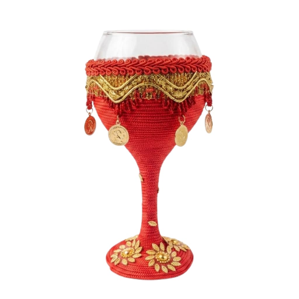 Taça Vidro Cigana 300 ml Super Luxo Moedas Altar