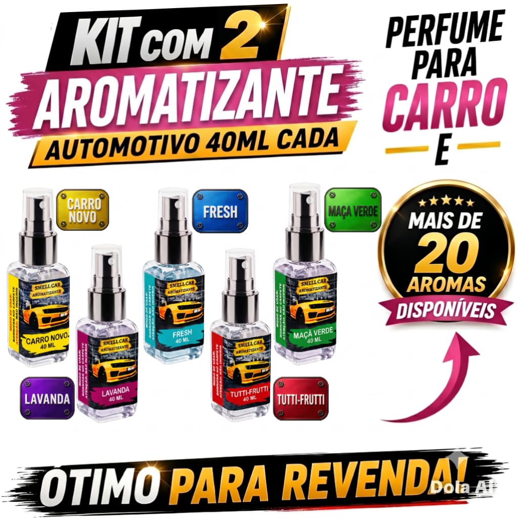 Kit 2 Cheirinho de Carro 40ML Spray Aromatizante Perfume Longa Duração