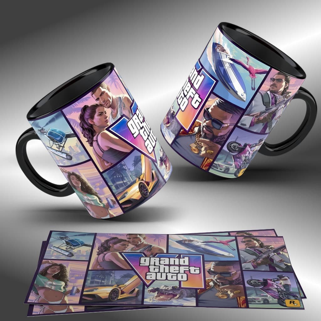 Caneca Jogo - GTA VI e V Personalizada - Modelos Variados 325ml