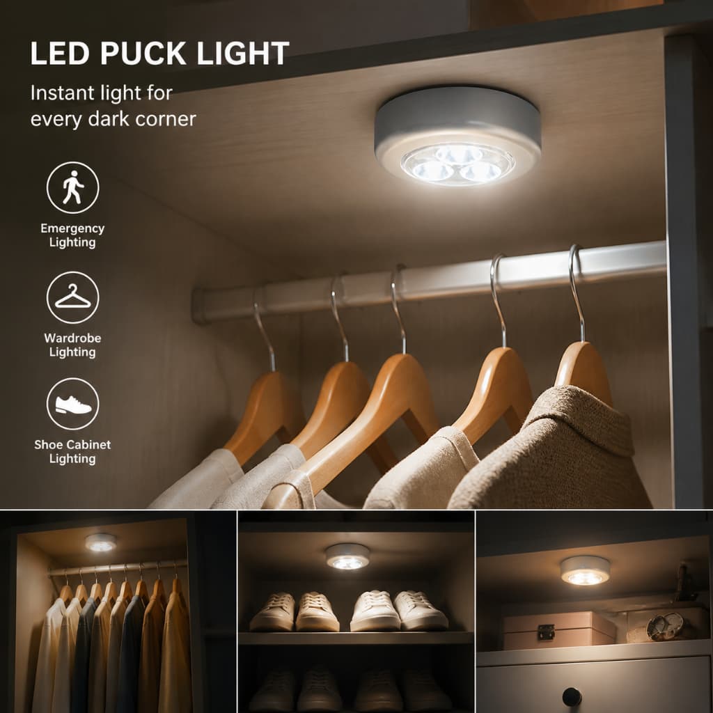 1/3/5 Unidade Leds Lâmpada Adesiva Sem Fio Touch De Pilha De Segurança Portátil Para Armário Casa