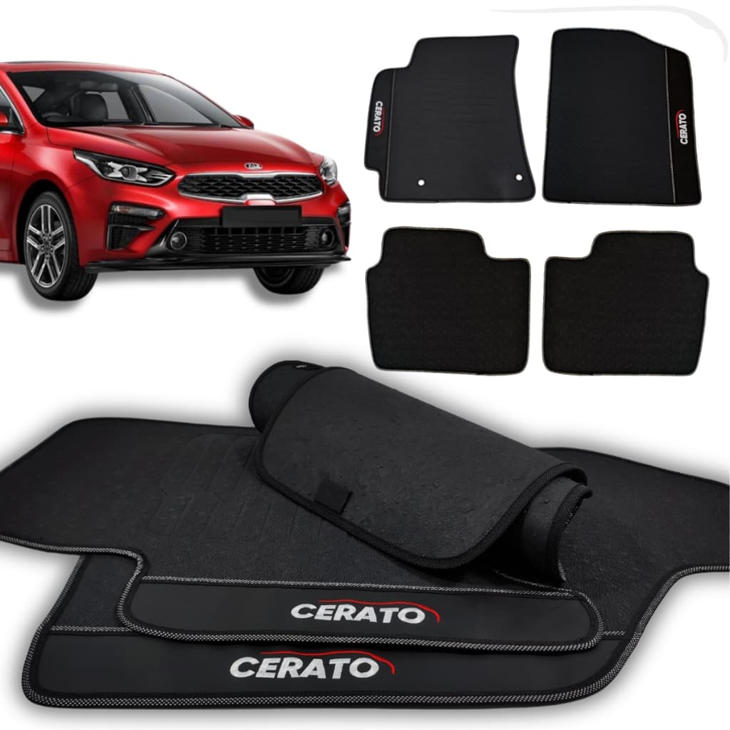 Tapete Cerato Tapete Compatível com Kia Cerato Tapete Carro Cerato 2020 a 2022 Preto Emborrachado