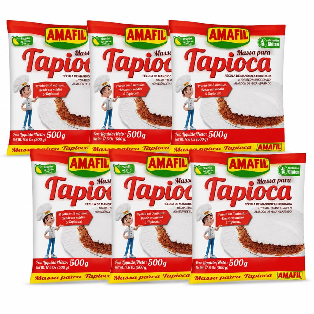 Kit 6 Massa Para Tapioca Amafil 500g Sem Glúten