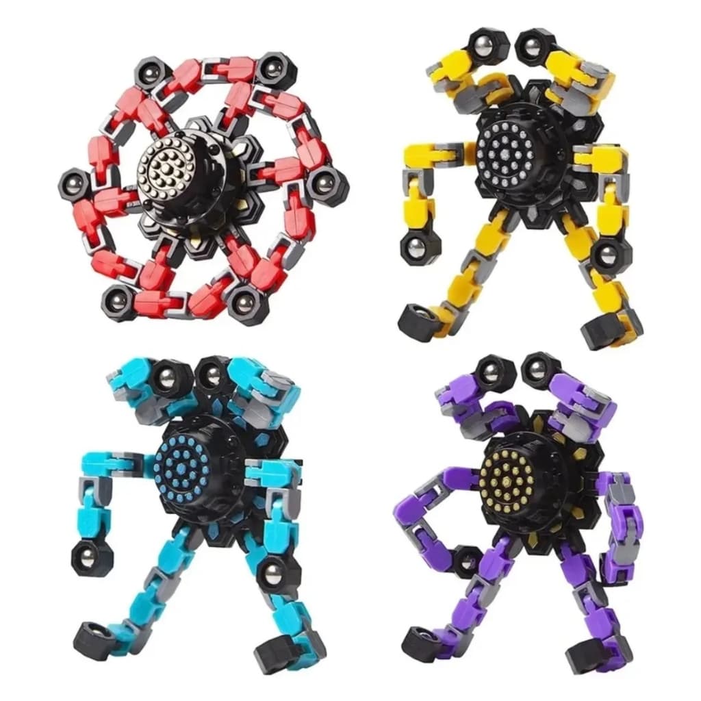 Kit 4 Hand Spinner Fidget Anti Estresse Giratório Ponta de Dedo Robô Dobrável Alívio Ansiedade