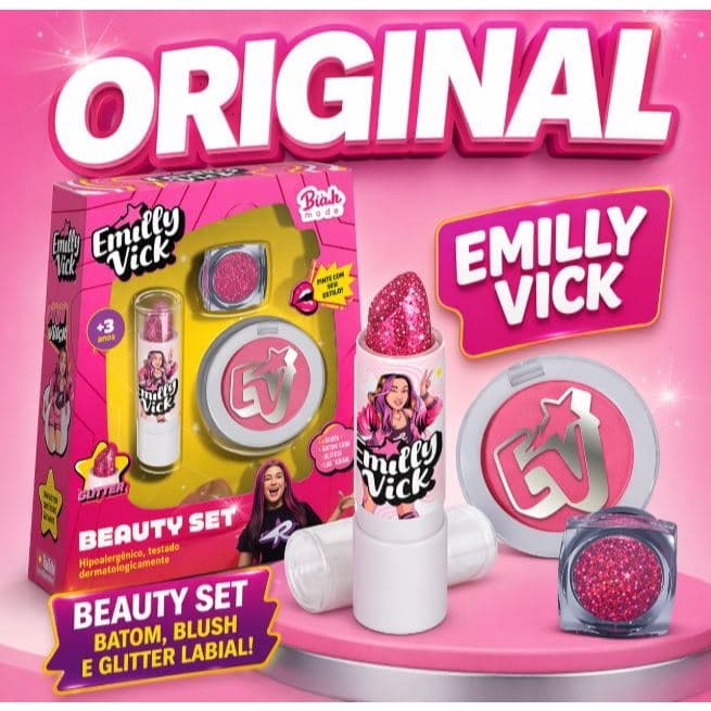 Kit Maquiagem Infantil Beauty Mix Emilly Vick Dos Rosa