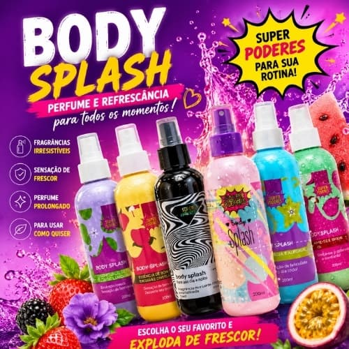Body Splash Super Poderes 200ml Perfume Doce Alta Fixacao Fragrancia Marcante Uso Diario