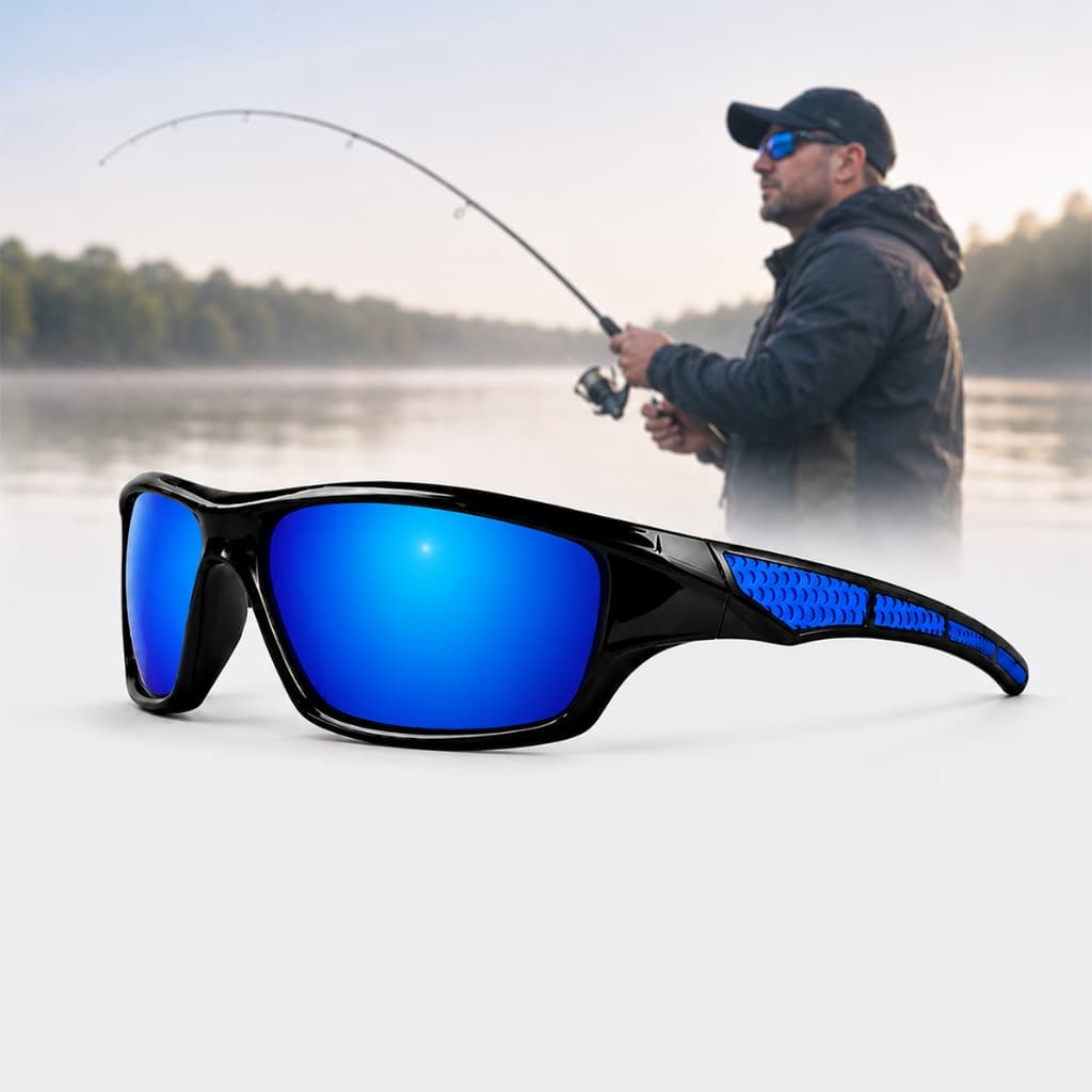 Óculos De Sol Polarizado Uv400 Azul Ciclismo Pesca