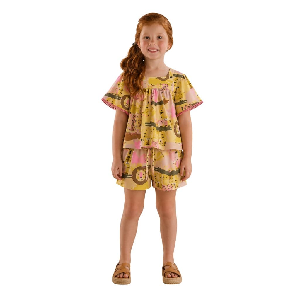 Conj. Bata e Short Safari (Amarelo) - Up Baby