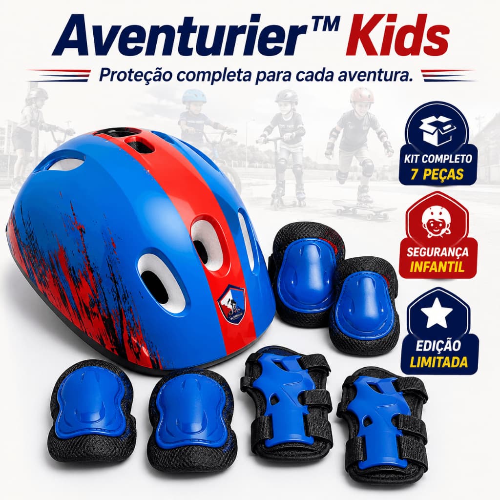 Kit Proteção Infantil Completo 7 Peças Capacete Joelheira Cotoveleira Munhequeira Bike Skate Patins