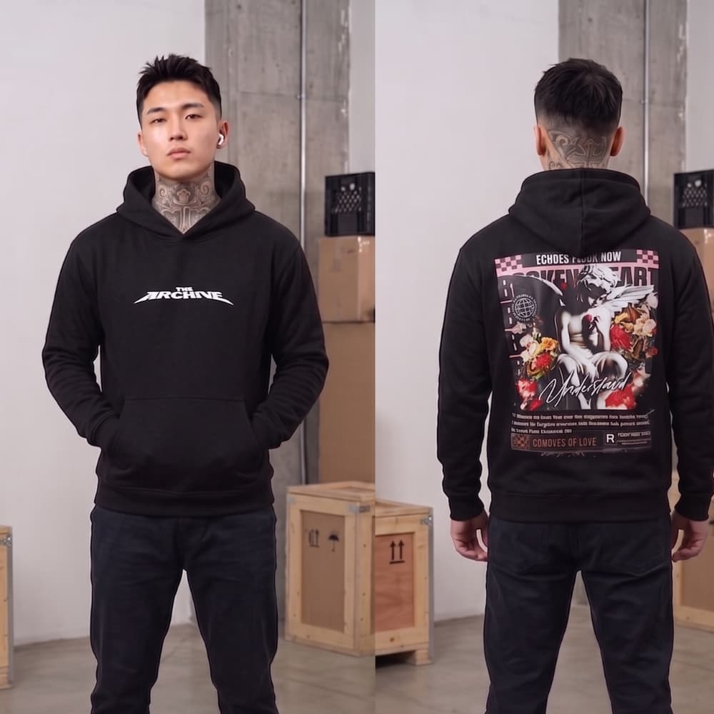 Blusa Moletom Canguru Flanelado Masculino Tecido Firme Estampado Archive