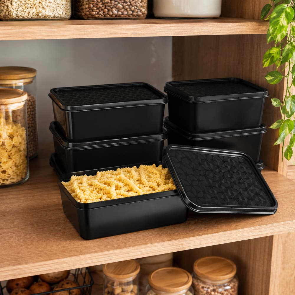 Jogo 12 Potes Para Armazenamento De Alimentos 1 Litro Plástico Leve Resistente E Versátil