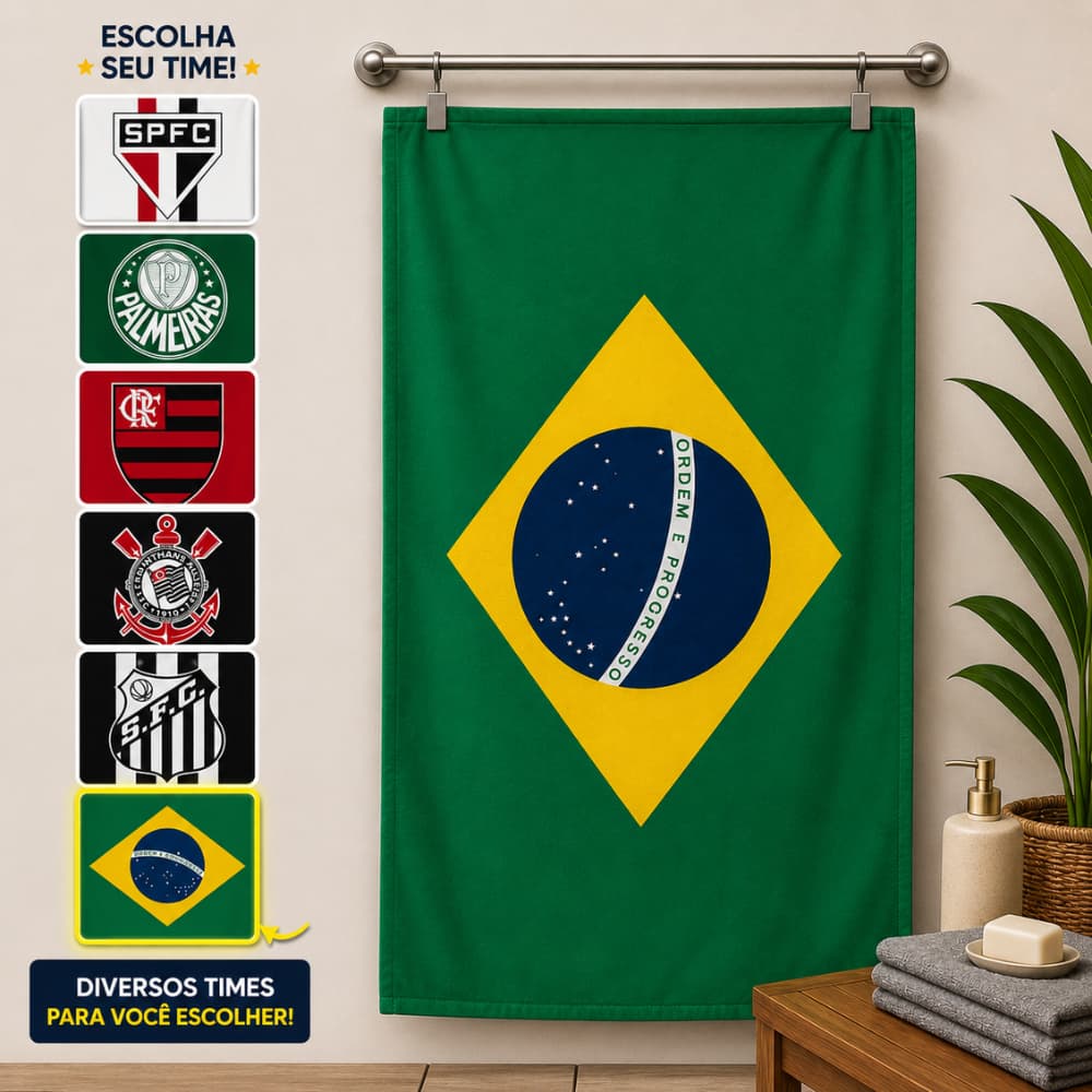 Toalha De Banho Time Futebol Grande 70x140 Algodão Macia Alta Qualidade