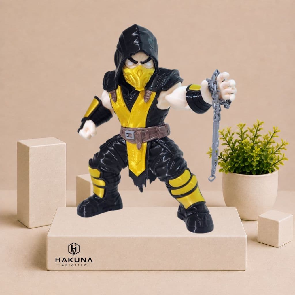 Scorpion Mortal Kombat Estátua Action Figure Impressão 3D | Miniatura colecionável