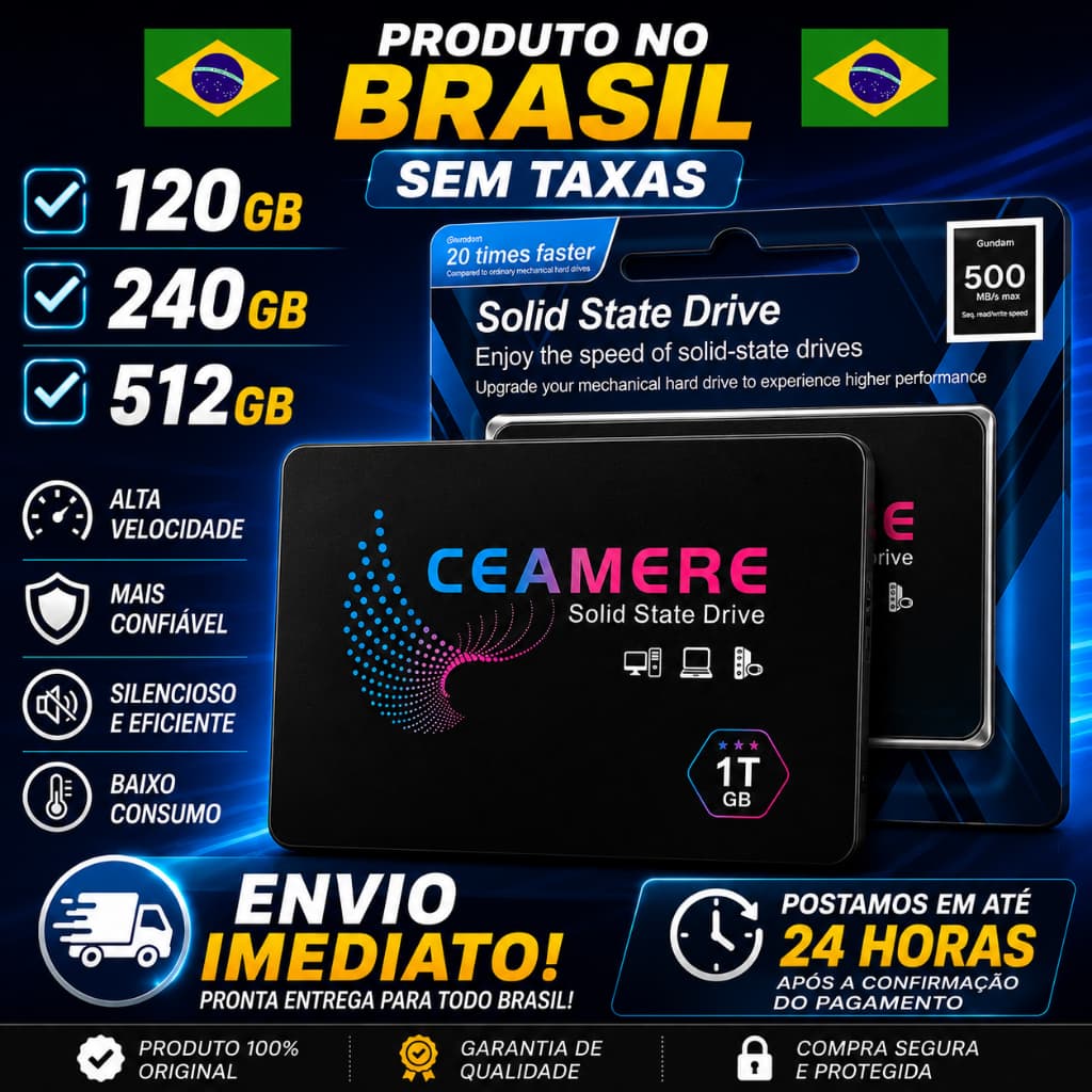 SSD SATA III 120GB 240GB 480GB 500GB 1TB HD SSD Interno 2.5" Alta Velocidade para Notebook e PC