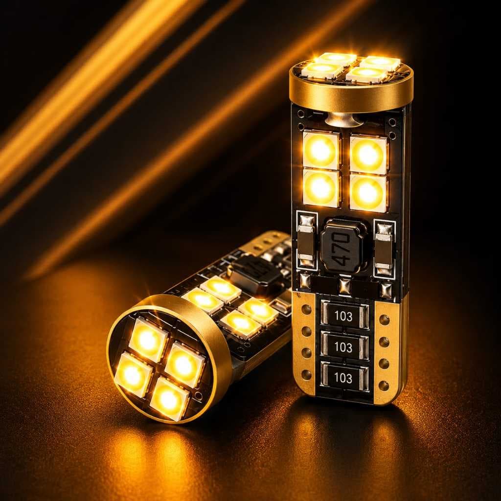 Par De Pingo Led Canbus Ambar Laranja 12/24V Lanterna Farol Carro moto caminhão