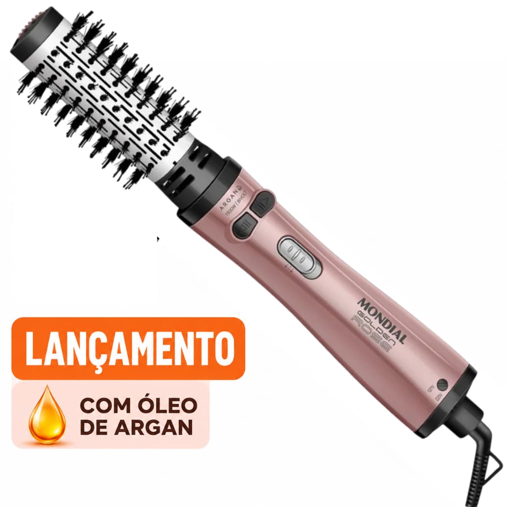 Escova Rotativa Secadora Mondial Golden Rose ERB-12 1300W Bivolt