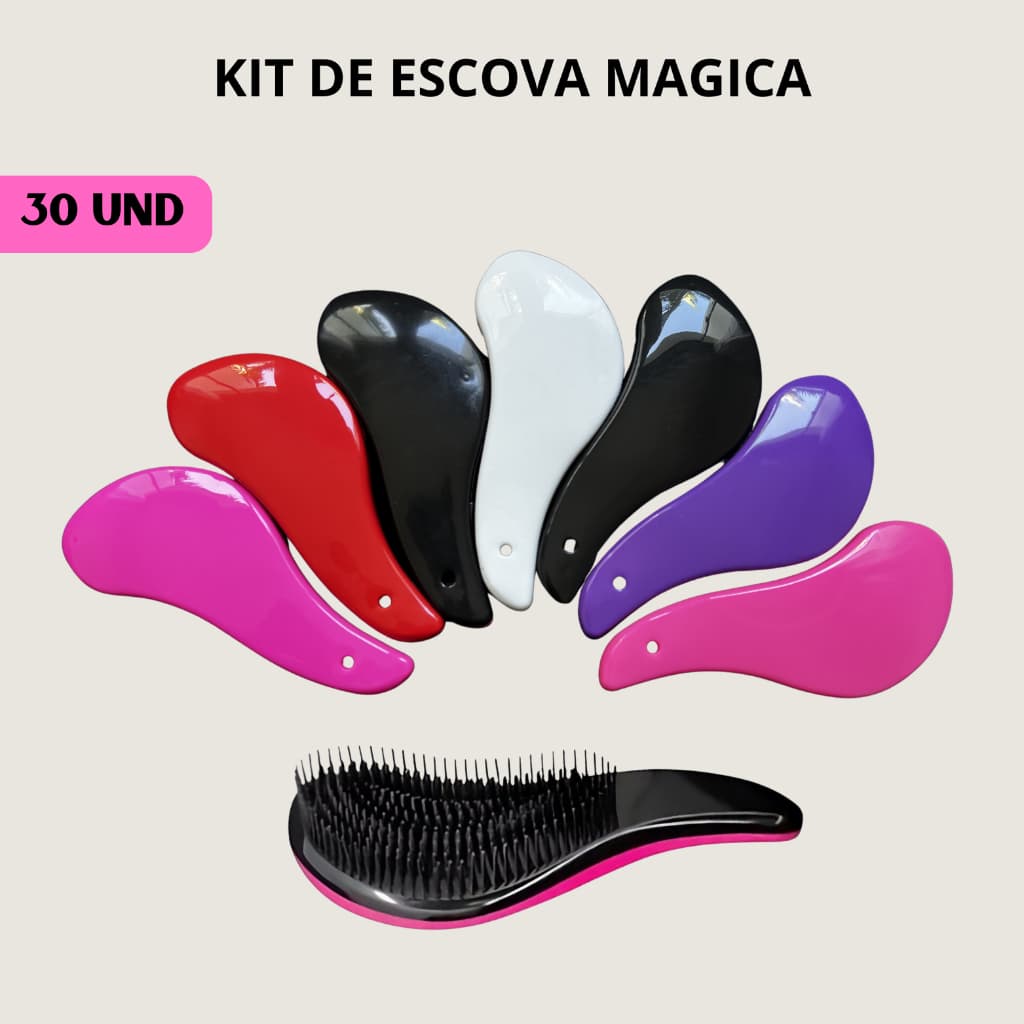 KIT COM 30 - Escovas Mágicas Pra Cabelo - Anti Frizz - De Desembaraçar Facilmente o Cabelo