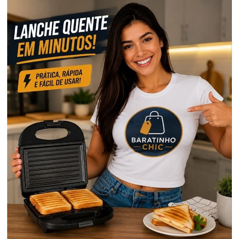 Sanduicheira Grill Eletrica Modular Antiaderente Pressa Dupla Alta Potencia 750w 127 / 220