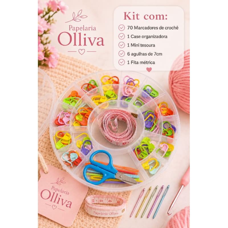 kit completo marcadores de ponto de crochê 🧶