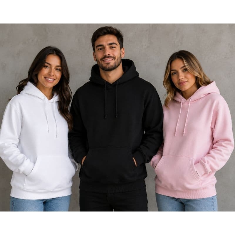 Kit Moletom Flanelado 3 Peças com Capuz e Bolso Quentinho Outono/ Inverno Frio Blusa Camisa