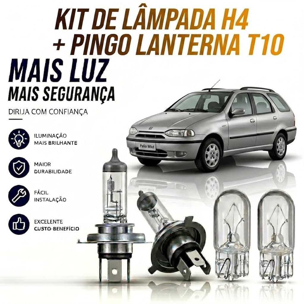 LAMPADA FAROL ALTO/BAIXO + BRINDE PALIO WEEKEND  1996 ATÉ 2002