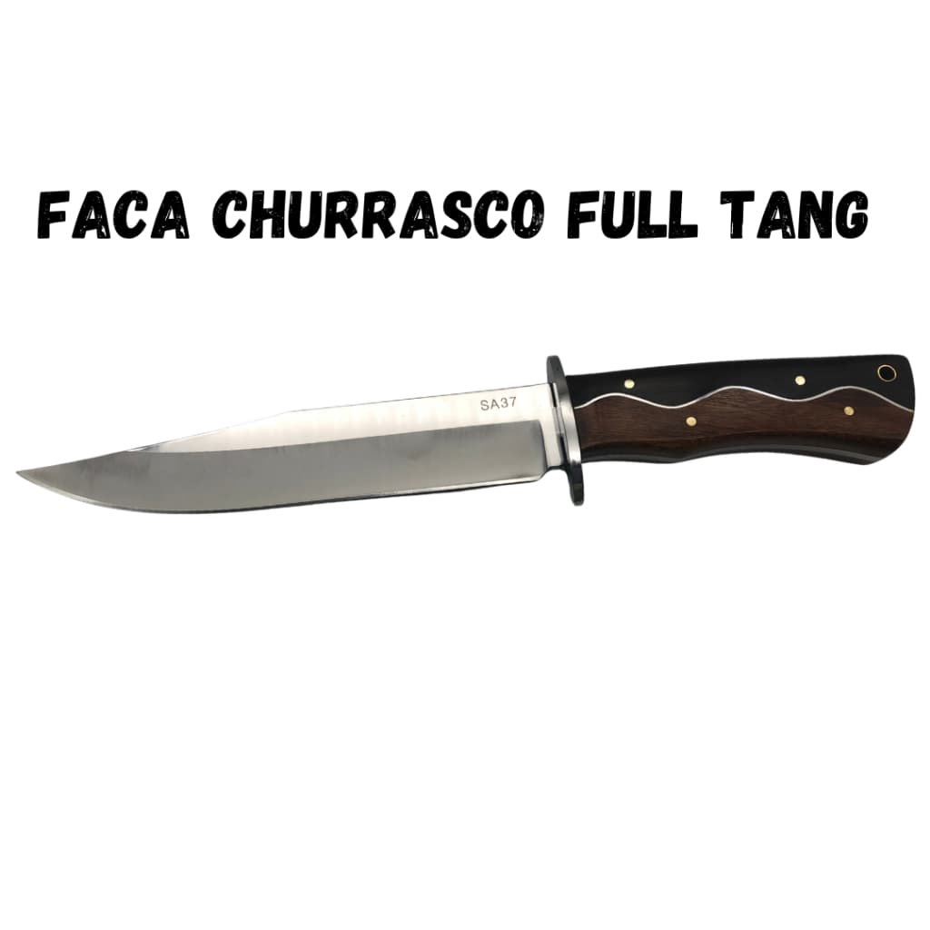 Faca Churrasco Caça e Pesca Cabo Artesanal em Madeira, Aço Inox FullTang - 1511
