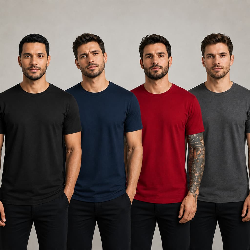 Camiseta Masculina Lisa 100% Algodão Básica Premium Casual Confortável Academia
