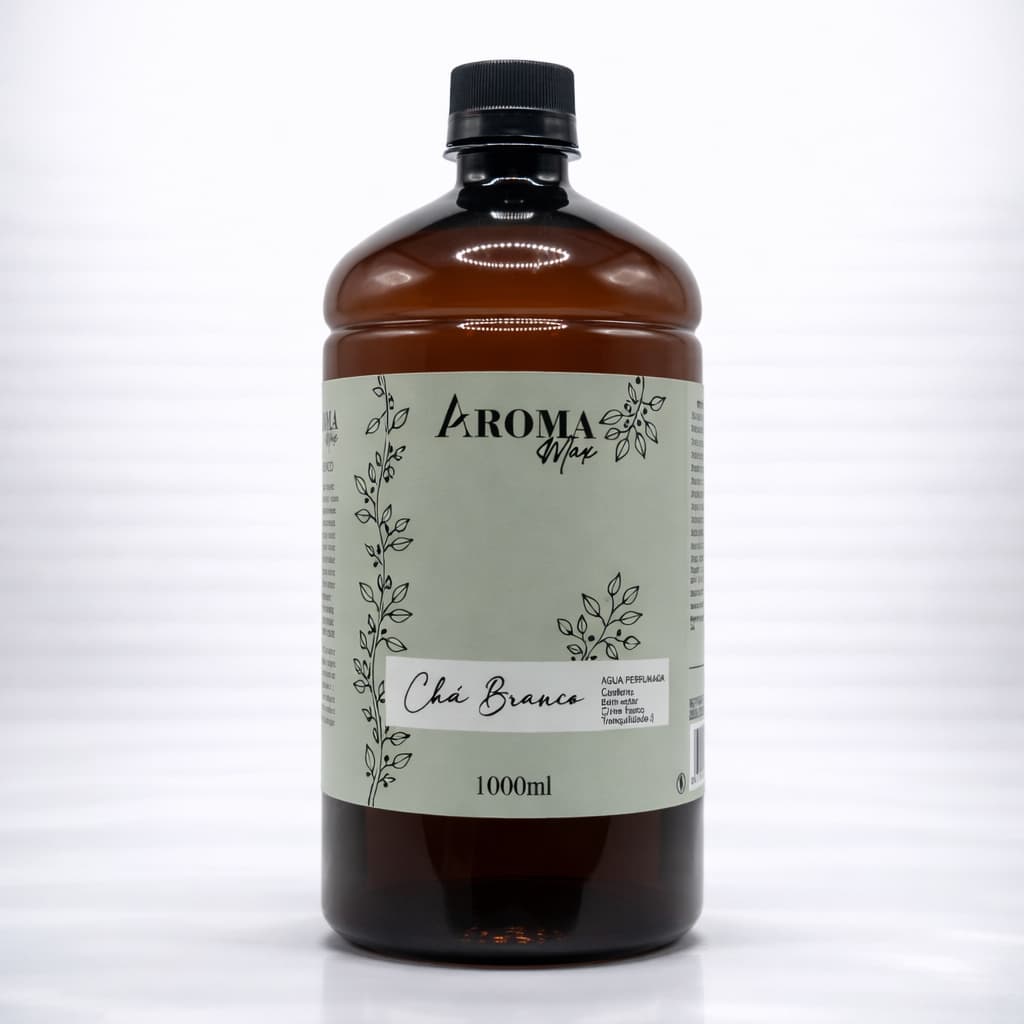 Água Perfumada Chá Branco 1 Litro Aromatizante Premium p/ Ambientes, Roupas, Tecidos Aroma Max