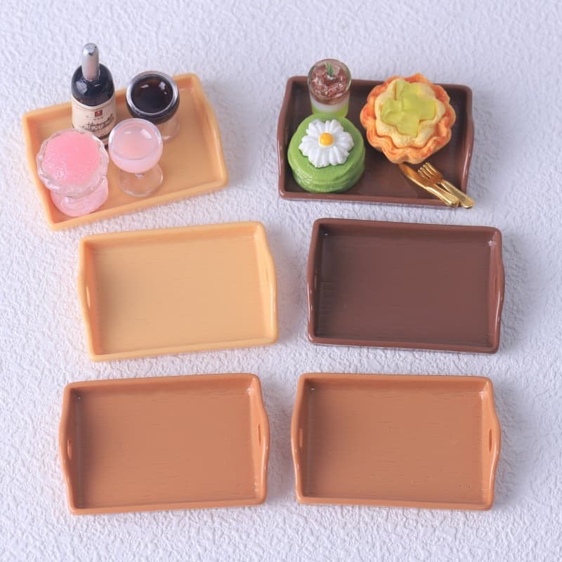 Mini Bandeja Decorativa para Casa de Boneca Miniatura DIY Resina Artesanato