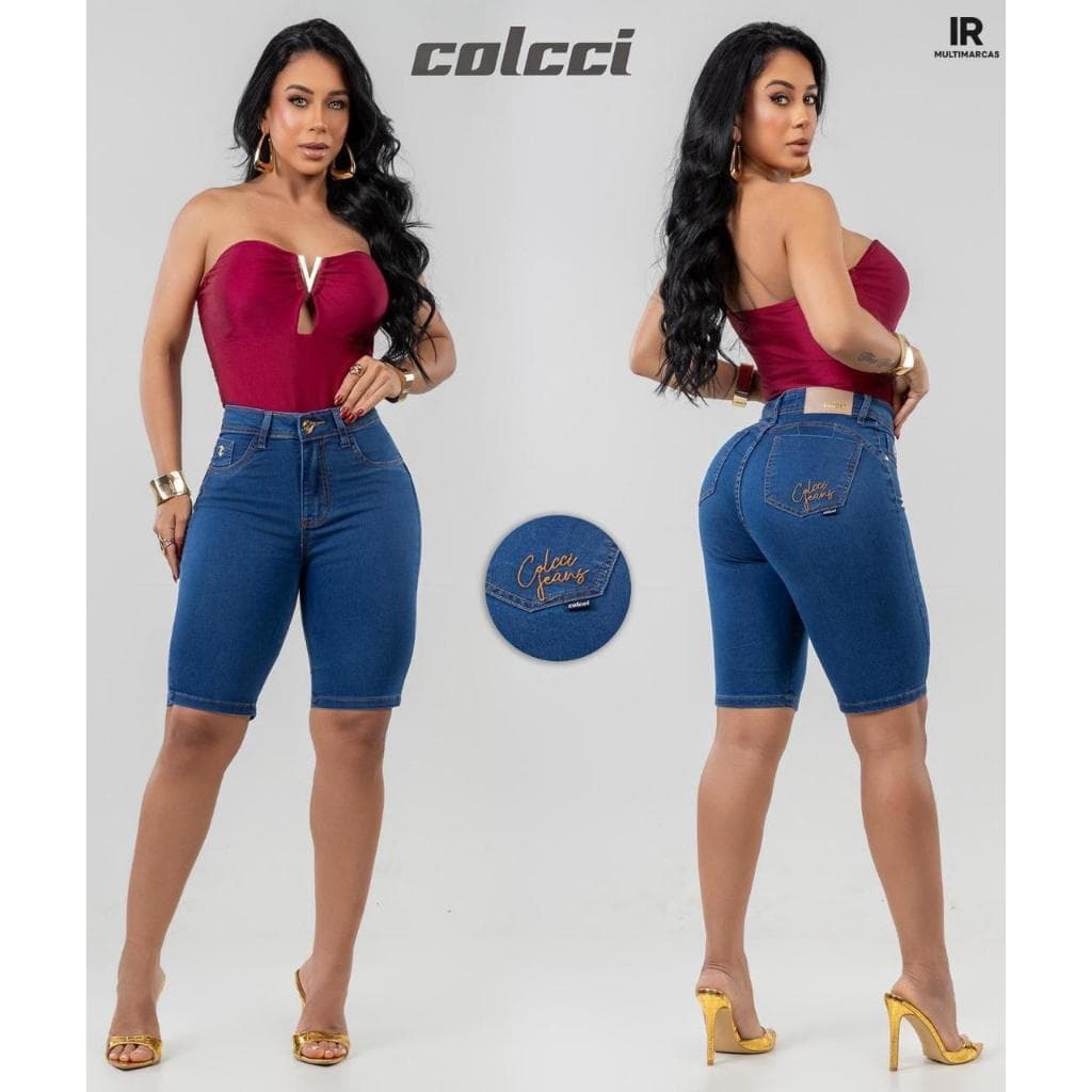 Bermuda Jeans Feminina Meia Coxa com Elastano Ajuste Perfeito